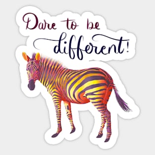 Dare to be Different - Yellow and purple on Turquoise Sticker